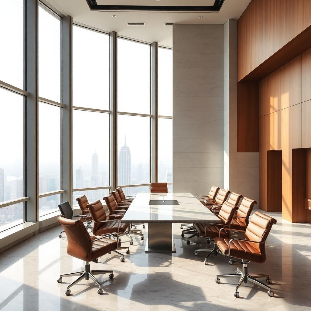 Executive boardroom with city view
