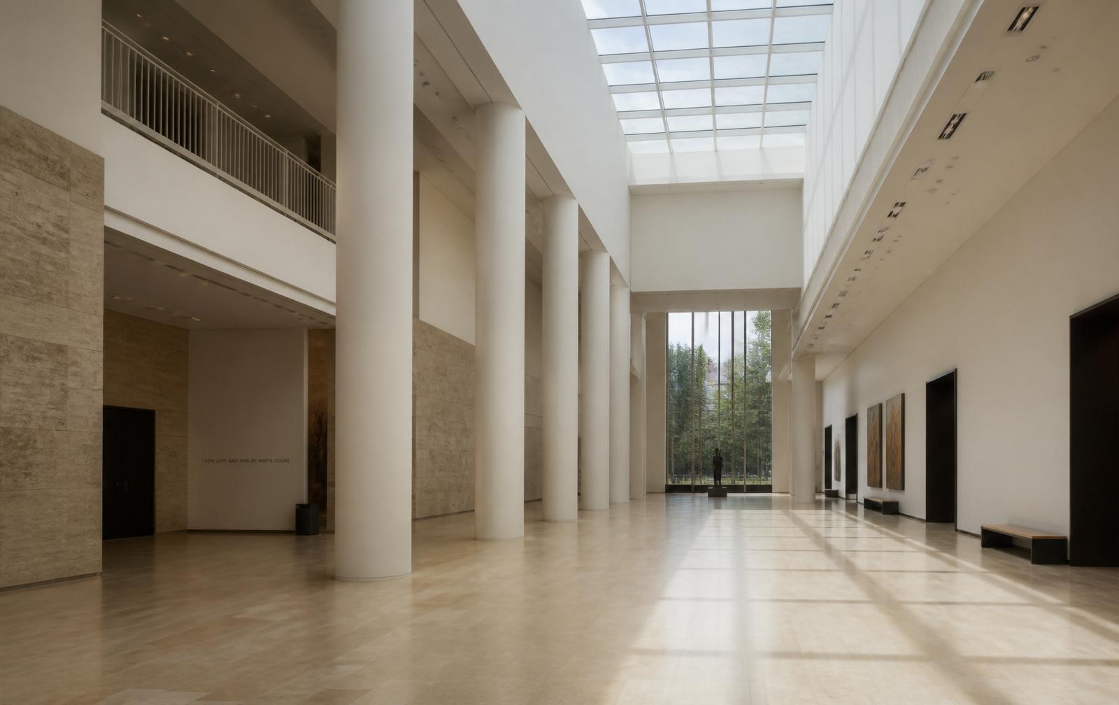 Bright modern atrium with skylight