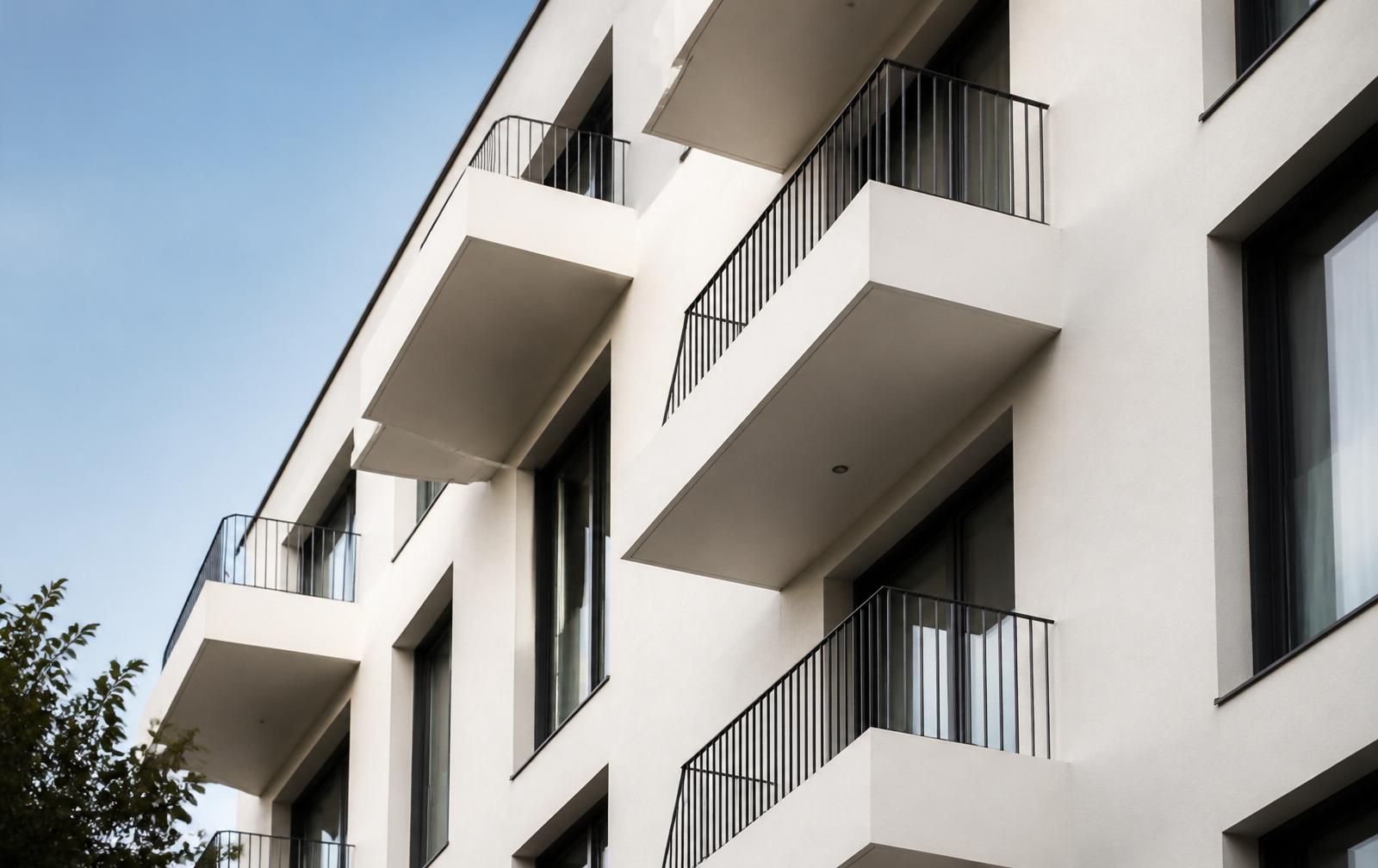 Modern residential facade in soft daylight